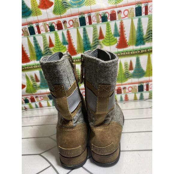 Sorel Major Carly Women's Major Combat Boots 6.5 Felt, Zip & Lace Up, Brown - Picture 6 of 11